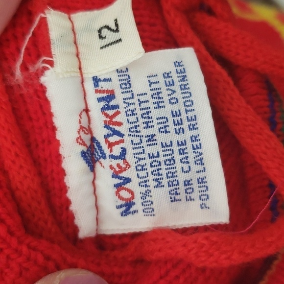 Vintage 80s Novelty Knit Boys Colorblock Sweater size 12 Coloful Primary Colors - Picture 8 of 10